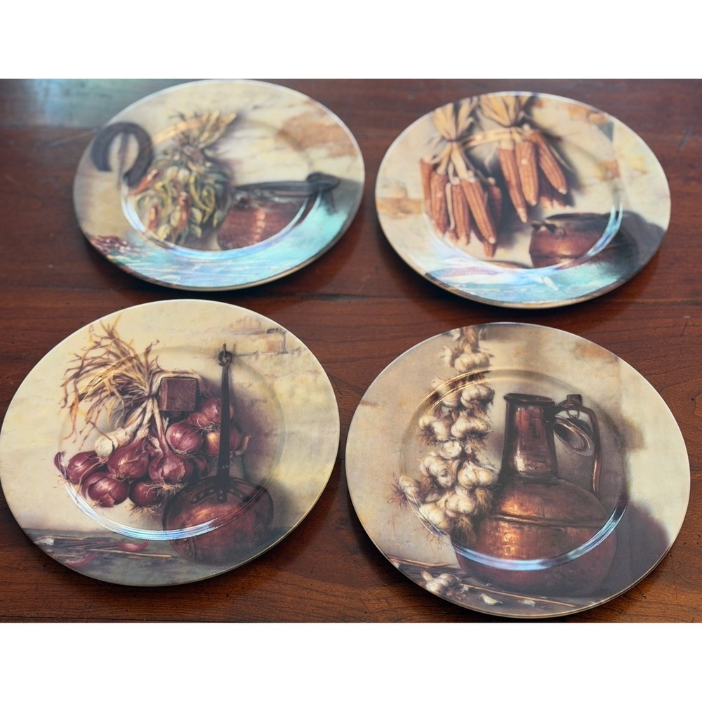 Set of 4 Henriette Porcelain Collection Decorative Plates Still Life Harvest